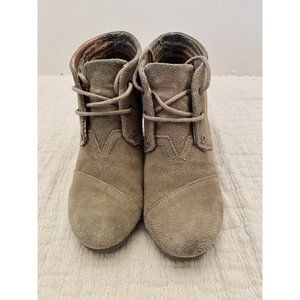 Toms Wedge‎ Leather Ankle Boots 3" Wedge Women's Size 6